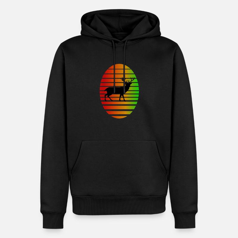 Hirsch - Männer Premium Bio Hoodie - Schwarz