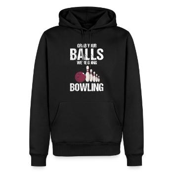 Prenez vos balles, nous allons Bowling Vintage - Sweat à capuche Premium bio Homme - noir - Devant - Nico (187cm)