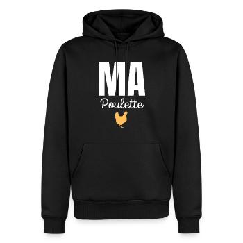 ma poulette - Sweat à capuche Premium bio Homme - noir - Devant - Nico (187cm)