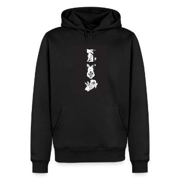 Three rabbits 🐇 - Men’s Premium Organic Hoodie - black - Front - Nico (187cm)