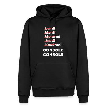 week-end console - Sweat à capuche Premium bio Homme - noir - Devant - Nico (187cm)