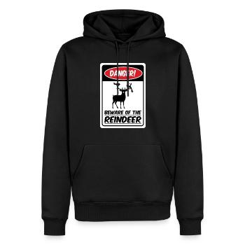 Méfiez-vous des rennes ! (Variante de danger) - Sweat à capuche Premium bio Homme - noir - Devant - Nico (187cm)