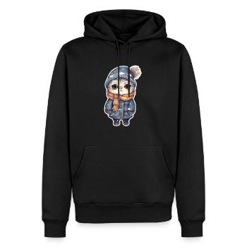 Chat avec chapeau, écharpe et veste - Sweat à capuche Premium bio Homme - noir - Devant - Nico (187cm)