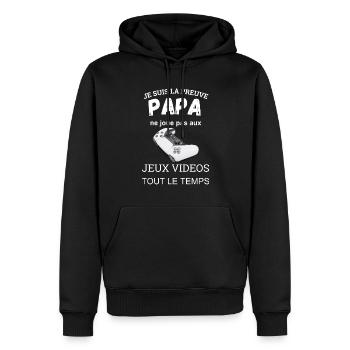 Ich bin der Beweis dafür, dass Papa nicht spielt - Männer Premium Bio Hoodie - Schwarz - Vorne - Nico (187cm)