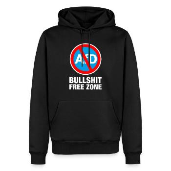 AFD BULLSHIT FREE ZONE - Männer Premium Bio Hoodie - Schwarz - Vorne - Nico (187cm)