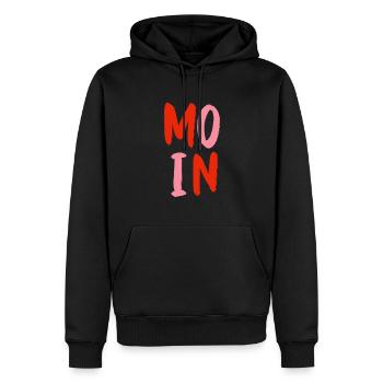 Moin rosa rot - Männer Premium Bio Hoodie - Schwarz - Vorne - Nico (187cm)