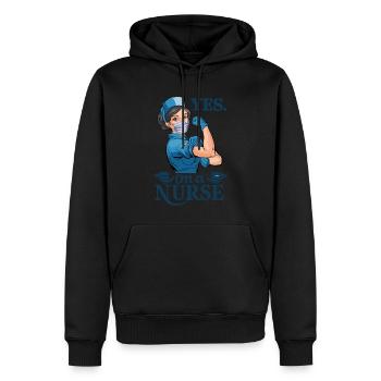 Lustige Krankenschwester mit Humor - Männer Premium Bio Hoodie - Schwarz - Vorne - Nico (187cm)