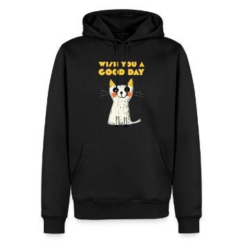 Wish you a good day, Cat - Männer Premium Bio Hoodie - Schwarz - Vorne - Nico (187cm)