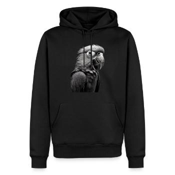 Perroquet comme un portrait en noir et blanc Photo - Sweat à capuche Premium bio Homme - noir - Devant - Nico (187cm)