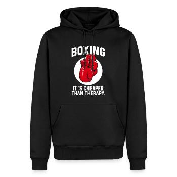 Boxing it´s cheaper than Therapie Boxer Sport - Männer Premium Bio Hoodie - Schwarz - Vorne - Nico (187cm)