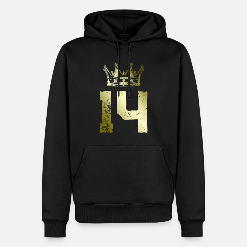 14 Couronne de numéros - Sweat à capuche Premium bio Homme - noir