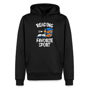 Bücher Lesen Buch Bücherwurm Buchnerd Roman - Männer Premium Bio Hoodie - Schwarz - Vorne - Nico (187cm)