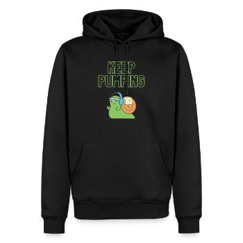 "Keep Pumping" - Schnecken-Design - Männer Premium Bio Hoodie - Schwarz - Vorne - Nico (187cm)