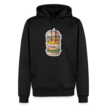 MAXI BURGER - Sweat à capuche Premium bio Homme - noir - Devant - Nico (187cm)
