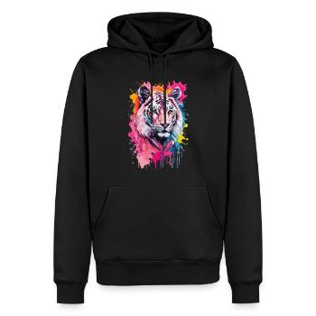 Lion Cool and Cool in Watercolors - Men’s Premium Organic Hoodie - black - Front - Nico (187cm)