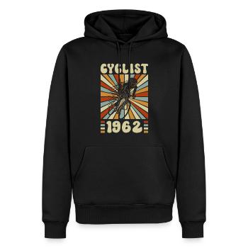Cycliste Né En 1962 60 Ans Anniversaire - Sweat à capuche Premium bio Homme - noir - Devant - Nico (187cm)