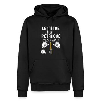 Le Mètre A La Pétanque Jeu De Mot Humour Bouliste - Sweat à capuche Premium bio Homme - noir - Devant - Nico (187cm)