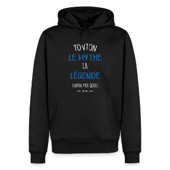 Tonton l homme le mythe la legende - Sweat à capuche Premium bio Homme - noir - Devant - Nico (187cm)