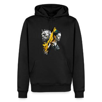 cyber punk No104 - Männer Premium Bio Hoodie - Schwarz - Vorne - Nico (187cm)