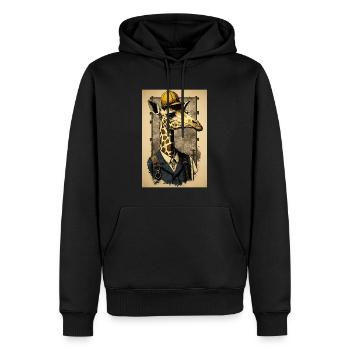 Girafe ouvrière - Sweat à capuche Premium bio Homme - noir - Devant - Nico (187cm)