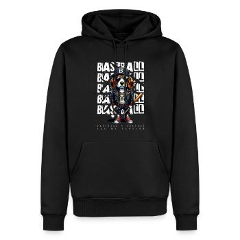 Fan de baseball, de beagles et d’Amérique - Sweat à capuche Premium bio Homme - noir - Devant - Nico (187cm)