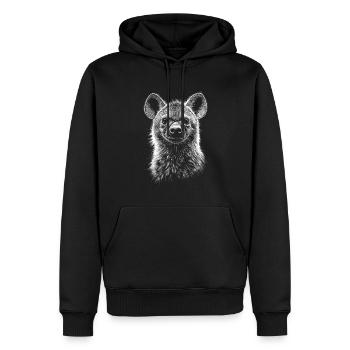Hyène, Hyène tachetée, Portrait, Faune, Afrique, Animaux - Sweat à capuche Premium bio Homme - noir - Devant - Nico (187cm)
