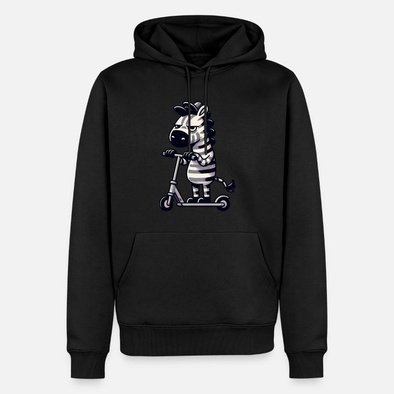 Zebra Kickroller Skurril Lustig Comic - Männer Premium Bio Hoodie - Schwarz