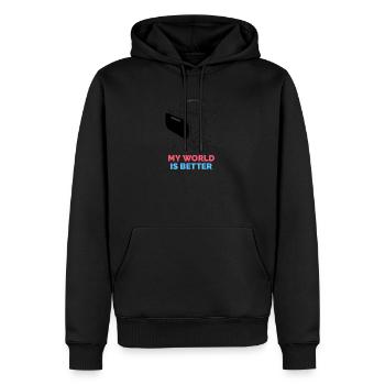 My world is better Vr Brille - Männer Premium Bio Hoodie - Schwarz - Vorne - Nico (187cm)