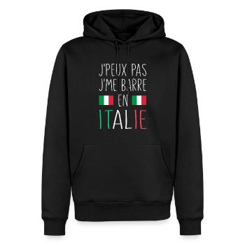 J'peux Pas J'me Barre En Italie - Sweat à capuche Premium bio Homme - noir - Devant - Nico (187cm)
