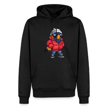 Papagai Bande dessinée cool - Sweat à capuche Premium bio Homme - noir - Devant - Nico (187cm)