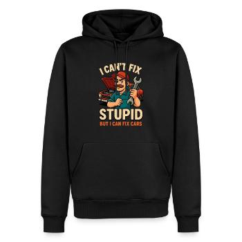 Tournevis avec humour - Sweat à capuche Premium bio Homme - noir - Devant - Nico (187cm)