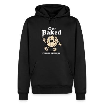 Get Baked Cookie Cartoon - Men’s Premium Organic Hoodie - black - Front - Nico (187cm)