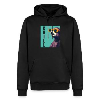 Cooles Comic Portrait Faultier mit Sonnenbrille chill - Männer Premium Bio Hoodie - Schwarz - Vorne - Nico (187cm)