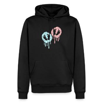 2 Zwillinge Babys Schwanger Bauch Fußabdruck Füße - Männer Premium Bio Hoodie - Schwarz - Vorne - Nico (187cm)