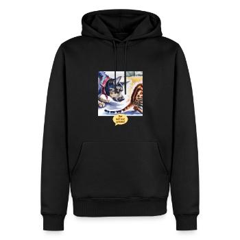 Der will nur spielen - Männer Premium Bio Hoodie - Schwarz - Vorne - Nico (187cm)