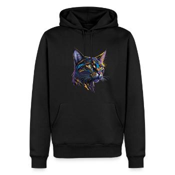 Klassische Splash Art Bengalkatze - Männer Premium Bio Hoodie - Schwarz - Vorne - Nico (187cm)