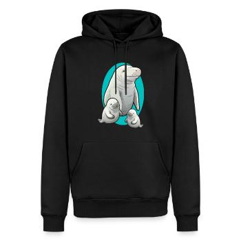 Manatee - Männer Premium Bio Hoodie - Schwarz - Vorne - Nico (187cm)