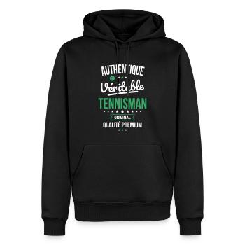 Authentique et véritable tennisman - Original - Sweat à capuche Premium bio Homme - noir - Devant - Nico (187cm)