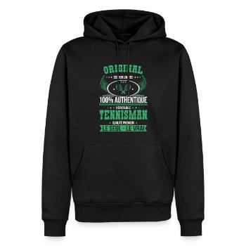 Authentique et véritable tennisman - Original - Sweat à capuche Premium bio Homme - noir - Devant - Nico (187cm)