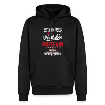Authentique et véritable Poitevin - Original - Sweat à capuche Premium bio Homme - noir - Devant - Nico (187cm)