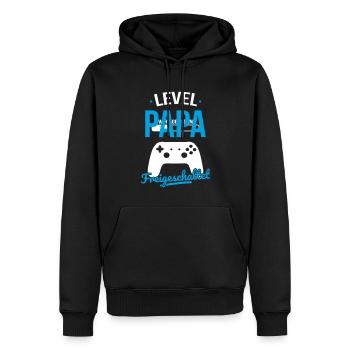 Level Papa freigeschaltet - Geschenkidee Vatertag - Männer Premium Bio Hoodie - Schwarz - Vorne - Nico (187cm)
