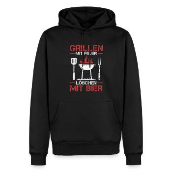 Griller BBQ Grill Grillmeister Grillen Grillparty - Männer Premium Bio Hoodie - Schwarz - Vorne - Nico (187cm)