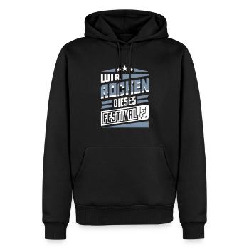 Festival rocken (Schriftzug) - Männer Premium Bio Hoodie - Schwarz - Vorne - Nico (187cm)