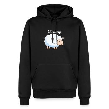 Mouton sait - Sweat à capuche Premium bio Homme - noir - Devant - Nico (187cm)