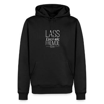 Lass uns gute Fremde bleiben - Männer Premium Bio Hoodie - Schwarz - Vorne - Nico (187cm)