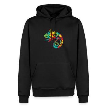 Idée cadeau de tatouage tribal de style caméléon maori - Sweat à capuche Premium bio Homme - noir - Devant - Nico (187cm)