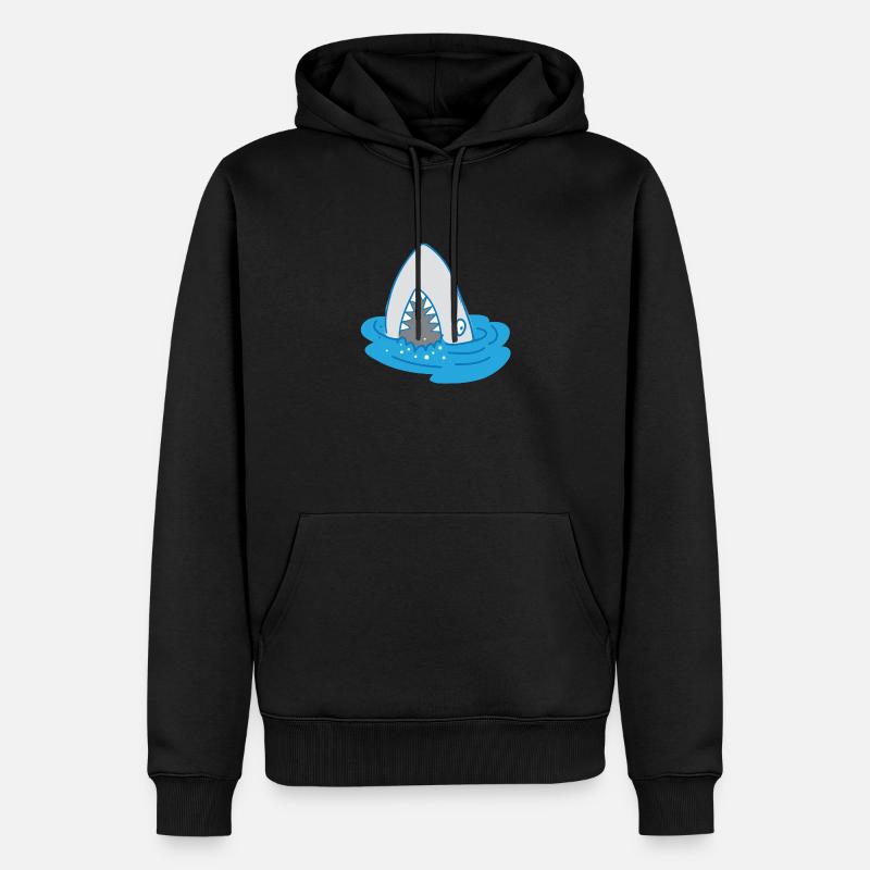 requin à bouche ouverte - Sweat à capuche Premium bio Homme - noir