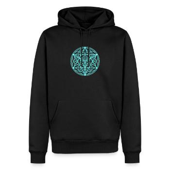 Graine de vie et tétraèdre - Sweat à capuche Premium bio Homme - noir - Devant - Nico (187cm)