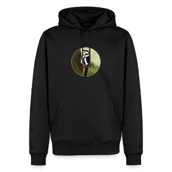 jz.birds woodpecker bird design illustration - Sweat à capuche Premium bio Homme - noir - Devant - Nico (187cm)