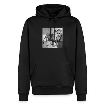 lion - Sweat à capuche Premium bio Homme - noir - Devant - Nico (187cm)